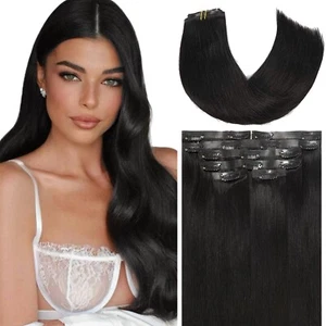 Remy Echthaar Extensions - Jet Black - 16 Zoll - 7 Stück  - Bild 1 von 4