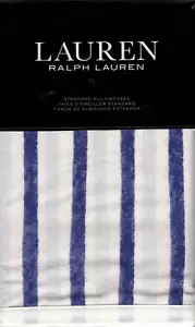 Ralph Lauren 2 Standard Kissenbezüge Jensen Streifen Blau Modern Landhaus Chic Weiß - Bild 1 von 4