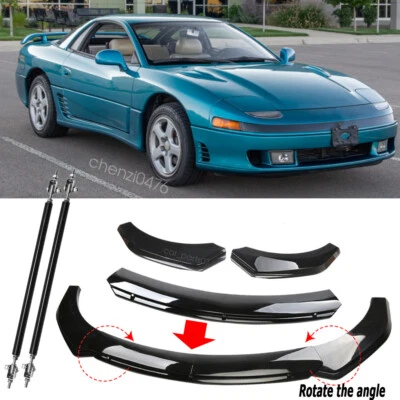 For Mitsubishi 3000GT Gloss JDM Front Bumper Lip Splitter Spoiler + Strut Rods Foto 1 de 4