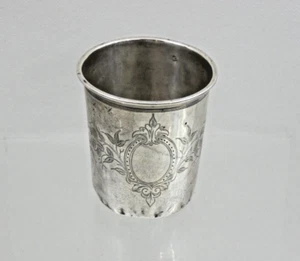 ANTIQUE FRENCH SILVER KIDDUSH CUP Judaica Goblet Beaker Sterling "AS IS" DENTED - Picture 1 of 19