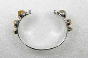 LILLY BARRACK STERLING 6 Clear to White STONES HANDMADE Cuff BRACELET, Estate - Picture 1 of 7
