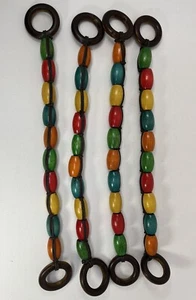 4 Wooden Beads And Rope Purse Handles Multi Colored  - Picture 1 of 5