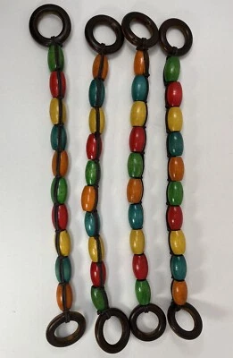 4 Wooden Beads And Rope Purse Handles Multi Colored  - Image 1 of 4