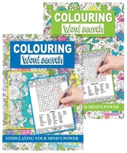 2 x Colouring WordSearch Puzzle Books Trivia Word Search A4 Books - Picture 1 of 8