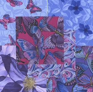 Floral Summer's Day 30 4" fabric squares quilting cotton quilt butterflies - Picture 1 of 1
