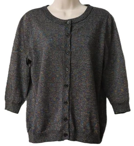 Modcloth Womens half sleeve Rainbow Metallic Sweater Cardigan size XL - Picture 1 of 5
