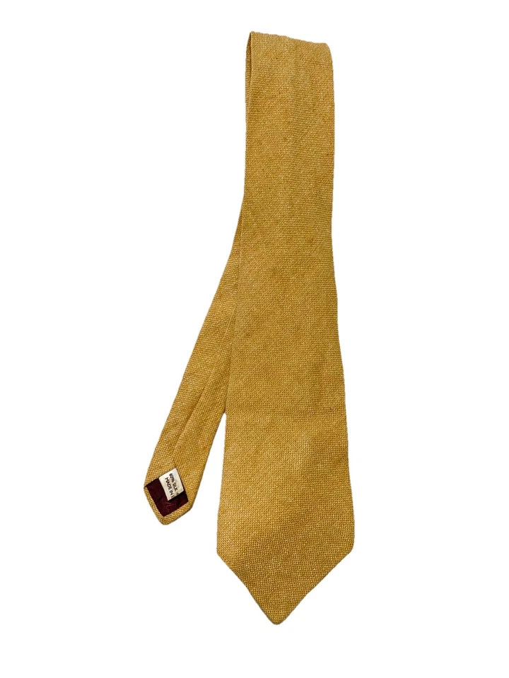 MULBERRY. YELLOW LINEN MEN’S TIE MADE IN ENGLAND EX CON - Image 1 of 4