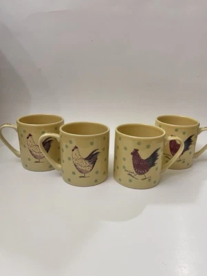 4pc Alex Clark by Queens Rooster Mug Polka Dot Farm Fine China Made In England - Image 1 of 4