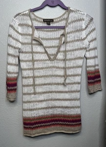 Tommy Bahama Natación Cubre Talla Pequeña Túnica Lino Rayas Playa Boho Piscina - Imagen 1 de 4