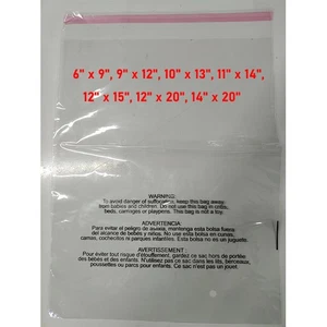 Clear Poly Bags with Suffocation Warning Self Seal Merchandise Packaging For FBA - Picture 1 of 7