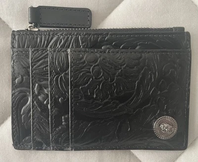 Tarjetero Versace con cremallera en relieve/negro - rutenio Foto 1 de 4