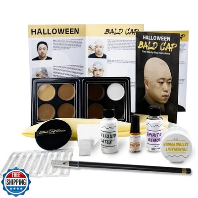Actabostte Halloween Bald Caps Costume Kit for Woman and Men - Realistic Late - Image 1 of 4