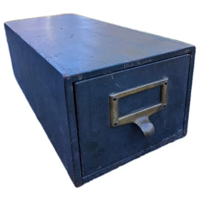 Vintage Globe Wernicke Card Catalog File Cabinet Metal Drawer - Image 1 of 4