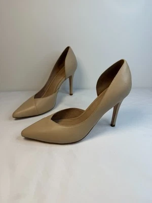 Halogen D'Orsay Heels Womens Size 9.5 Nude Leather Pointed Toe Stilettos Dressy - Image 1 of 4
