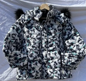 Superdry: Original Fuji Camouflage Coat with Faux Fur Trim Hood, Size 16 - Picture 1 of 13