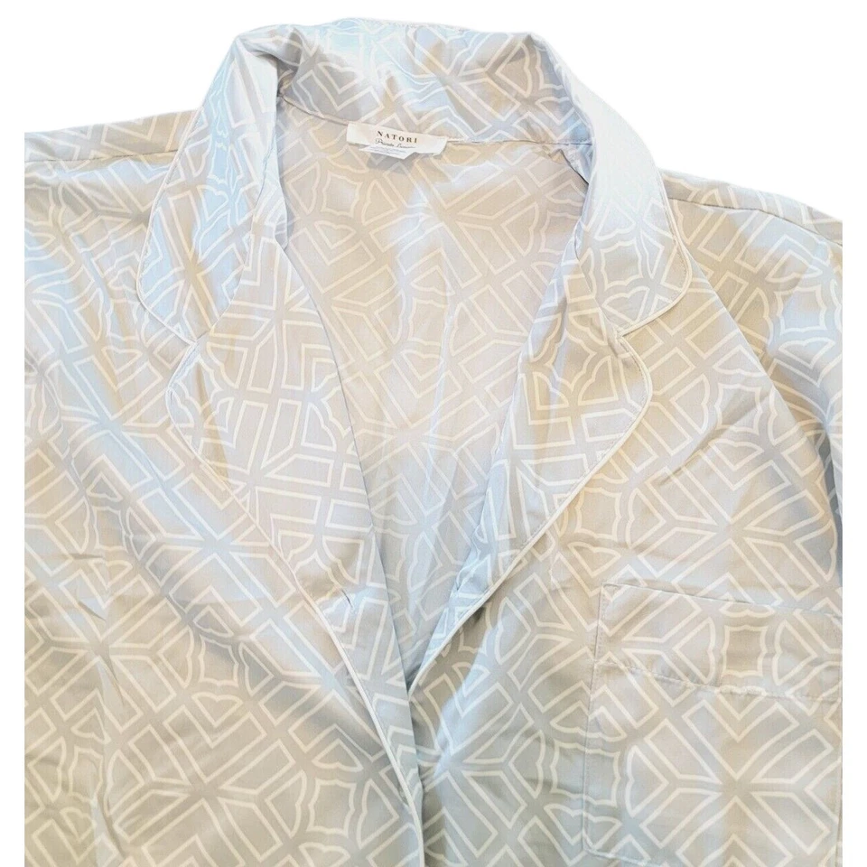 Josie Natori XL Private Luxuries Silver Night Shirt Silky Button Up NWT RV $98 - Image 1 of 4