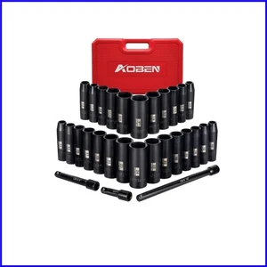 Heavy-Duty 1/2-Inch Drive Impact Socket Set with 29 Pieces - Corrosion Resistant - Picture 1 of 9
