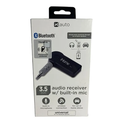NIB iHome Bluetooth Wireless Audio Receiver Adapter W/Mic 3.5MM USB Connection - Image 1 of 2