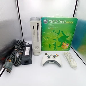 Microsoft Xbox 360 White Console Boxed Remote Arcade Edition Japanese Tested - Picture 1 of 22