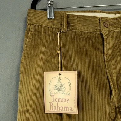 Tommy Bahama Corduroy Pants Men's Size 34 X 34 Almond Brown Cotton Pleated NEW - Image 1 of 4