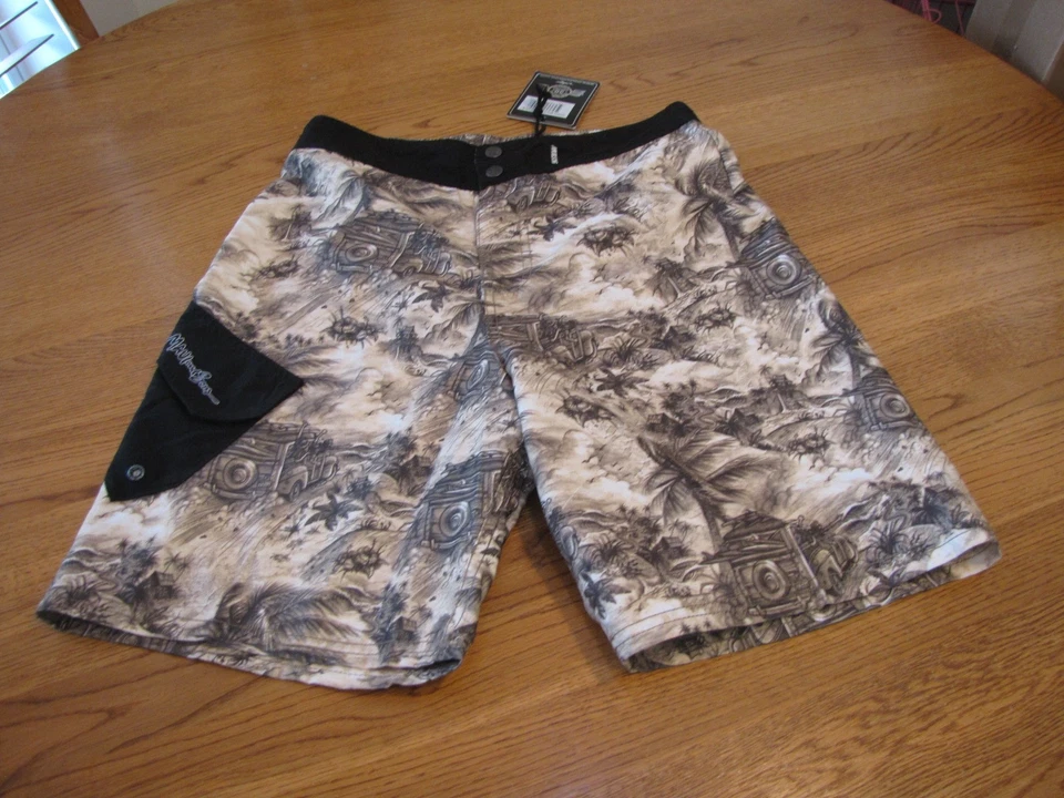 Men's Maui And Sons Logo boardshorts swim surf skate trunks shorts 28 natural  - Image 1 of 1