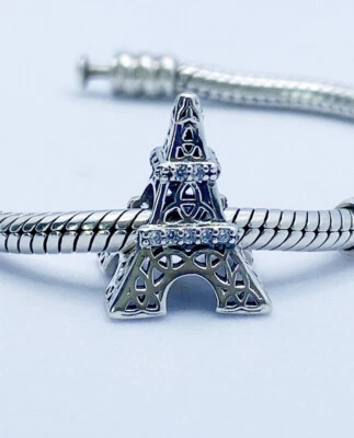 Eiffel Tower Charm Bead Love Paris France Genuine 925 Sterling Silver 💖 - Image 1 of 4