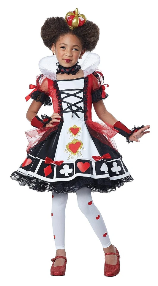 Deluxe Queen of Hearts Halloween Costume Child M 8 - 10 Bonus Safety Light