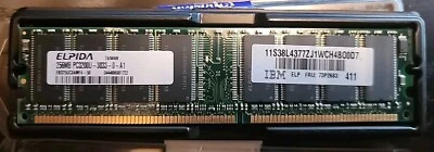 ELPIDA 256MB PC3200 DDR DIMM Memory Module IBM FRU 73P2683 P3200U-3033-0-A1 - Image 1 of 3