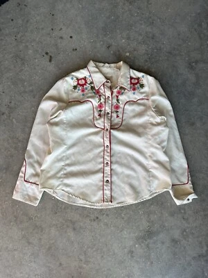 Camisa Vaquera Rodeo Scully Blanca Bordada Floral Western Talla XXL Para Mujer’s Foto 1 de 4