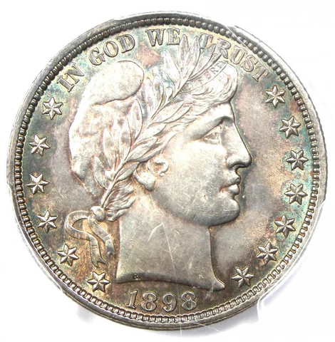 1898 Barber Half Dollar 50C - PCGS Uncirculated Details (MS UNC) - Rare Coin! Cover