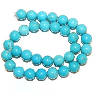 GR1175 Dark Teal Blue Turquoise 12mm Round Magnesite Gemstone Beads 15"  - Imagen 1 de 1