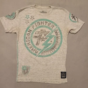 Affliction T Shirt Mens Small American Fighter Graphic Lightweight Buckle Gray - Picture 1 of 9