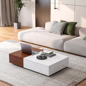Modern style walnut coffee table with two storage spaces - Picture 1 of 7