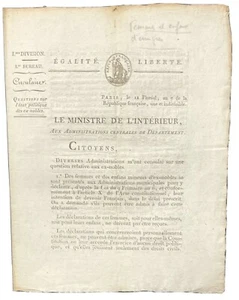 FRANZÖSISCHE REPUBLIK DEKRET 1793 Ex-Adlige Frauen Bürger & Politische Rechte - Bild 1 von 2