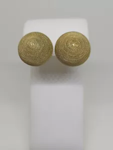 Franco Vergano Italian 18k Coiled Rope Button Earrings Omega Backs 16 Grams - Picture 1 of 17