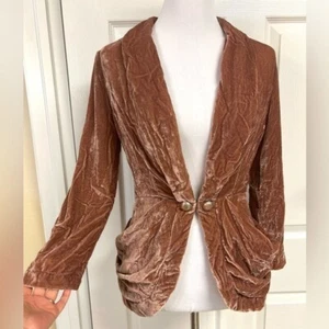 Y2K Kut from the Kloth Crushed Burned Velvet Blazer Ruched western esquire M Vtg - Picture 1 of 10