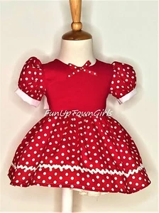 Red And White Polk Dot Girls Toddler Mini Mouse Cap sleeve Dress - Picture 1 of 2