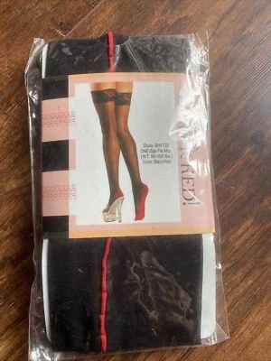 Top de encaje transparente Be Wicked tacón cubano hasta los muslos en contraste rojo costura trasera lazos BW720 Foto 1 de 2