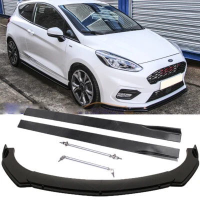 Glossing Black Car Front Lip & Side Skirt & Strut Rods For Ford Fiesta Hatchback - Изображение 1 из 4