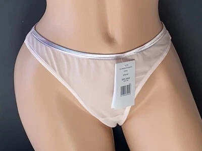 Elle Macpherson Intimates Flirty Mesh Bikini Thongs Underwear Size Large Pink - Image 1 of 4