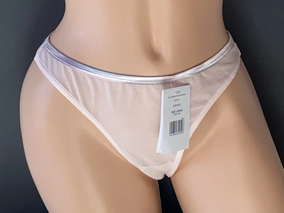 Elle Macpherson Intimates Flirty Mesh Bikini Thongs Underwear Size Large Pink - Image 1 of 4