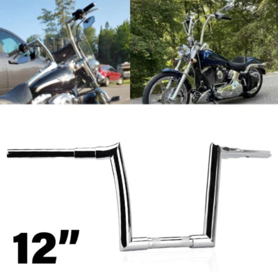 12" Chrome Motorcycle Horn Ape Hanger Handlebar For Harley Road Glide FLTRX Foto 1 de 4