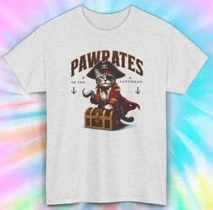 Pawrates of the Catibbean Funny Cat Pirate T-Shirt | Animal Humor | S-5XL - Picture 1 of 9