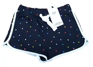 MARKS & SPENCER Kids Girls Black Spotted Straight Shorts Age 6-7, 11-12 Years - Picture 1 of 3