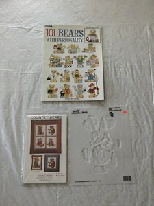 1990s Bears Craft Patterns, Stencil, Cross Stitch, Pillow/Craft Patterns - Picture 1 of 15