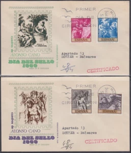 ESPAÑA Sc # 1556-65.1 JUEGO DE 4 SELLOS DIFF FDC X 10 DIFF - PINTURAS CANOA ALONSO - Imagen 1 de 2