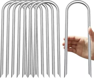 50/100x Galvanised U Pins Weed Control Fabric Pegs Garden Turf Securing Membrane - Picture 1 of 12