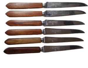 Westall Richardson SHEFFIELD Stainless Steel Wood Handle 6pc DINNER Steak KNIVES - Imagen 1 de 8
