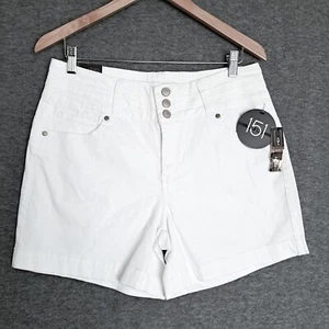 One 5 One 151 Jeans White Denim Shorts Women's 8 Bombshell High Rise Button Fly - Picture 1 of 12