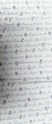 24"x 42" 100% cotton, Concord Fabrics, Flowers & Months, Light Blue - Image 1 of 2